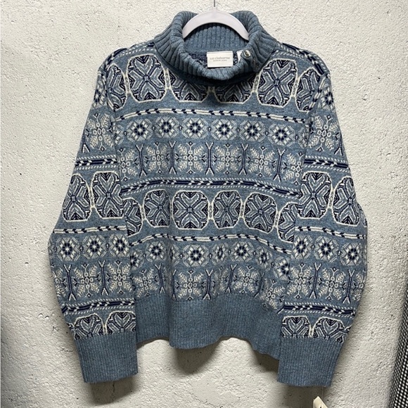 Liz Claiborne Sweaters - 59 NWT Liz Claiborne Turtleneck Cowl Fair Isle Snowflake Pattern Wool Blend XL